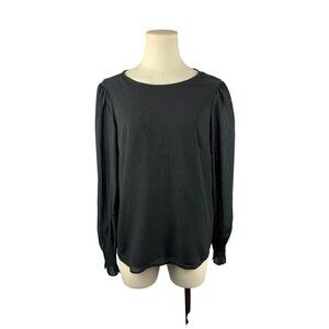 J.Crew Womens Black Long Sleeve Blouse XS Polyester & Recycled Polyester